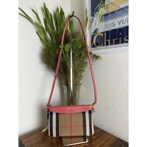 BURBERRY House Check Derby Peyton Crossbody Clutch Bag Pink